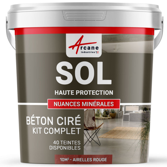KIT BETON CIRE SOL HAUTE PROTECTION-kit10m2-Airelles-Rouge-Aspect / Couleur