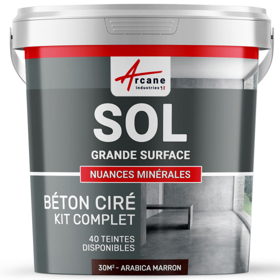 KIT BETON CIRE SOL GRANDE SURFACE HAUTE PROTECTION-Kit30m2-Arabica-Marron-Aspect / Couleur