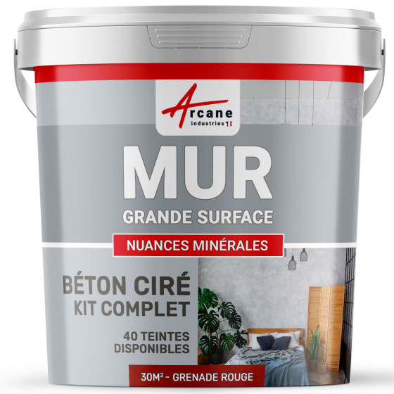 KIT BTON CIR MURS GRANDE SURFACE - B‚ton cir‚ sp‚cial murs-Kit30m2-Grenade-Rouge-Aspect / Couleur