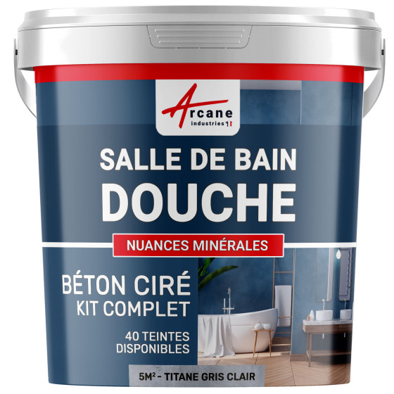 1-Main-Kit B‚ton Cir‚ Salle de Bain :  Enduit imperm‚able-kit5m2-Titane-Gris-clair-Aspect / Couleur