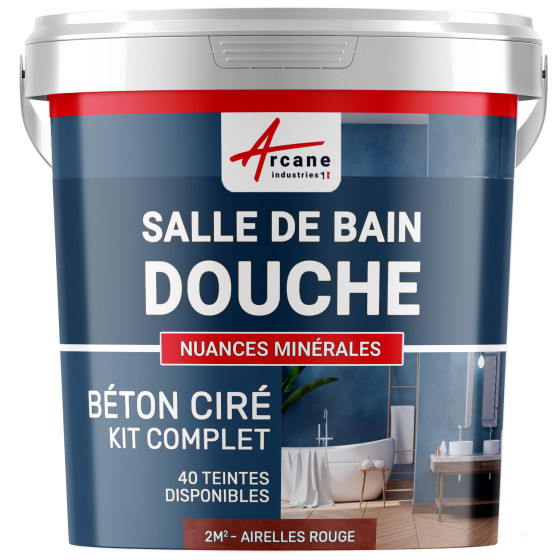 1-Main-Kit B‚ton Cir‚ Salle de Bain :  Enduit imperm‚able-kit2m2-Airelles-Rouge-Aspect / Couleur