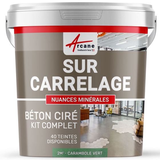 1-Main-KIT BETON CIRE SUR CARRELAGE-kit2m2-Carambole-Vert-Aspect / Couleur