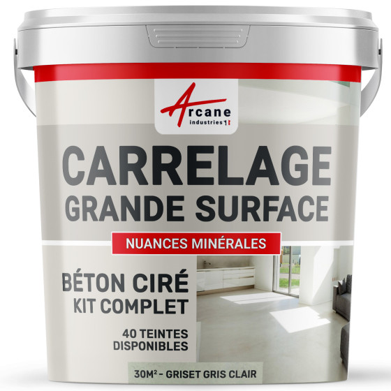 KIT BETON CIRE SUR CARRELAGE GRANDE SURFACE-Kit-30m2-Griset-Gris-clair-Aspect / Couleur