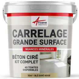 KIT BETON CIRE SUR CARRELAGE GRANDE SURFACE-Kit-30m2-Ble-Dore-Beige-Aspect / Couleur