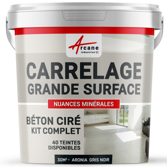 KIT BETON CIRE SUR CARRELAGE GRANDE SURFACE-Kit-30m2-Aronia-Gris-Noir-Aspect / Couleur